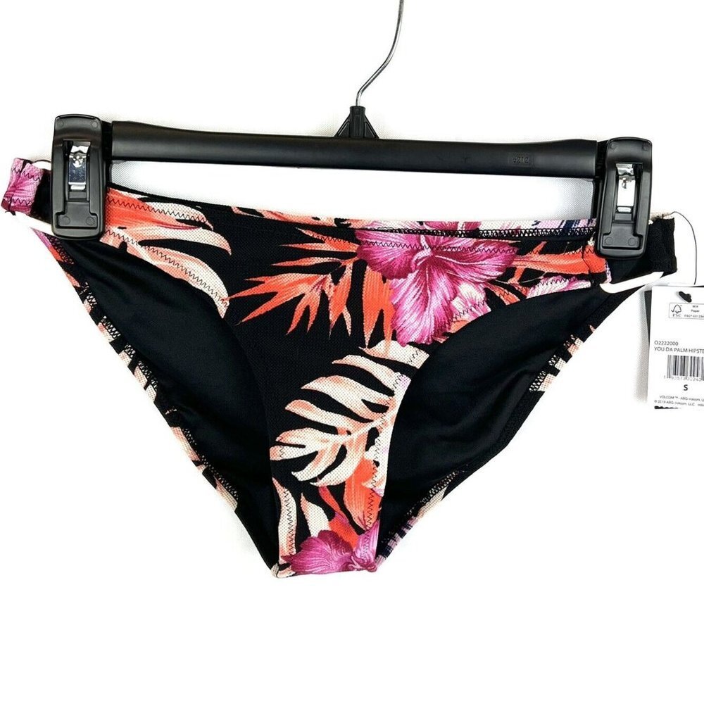 Volcom Women’s Hipster Black Floral Bikini Bottom Size Small